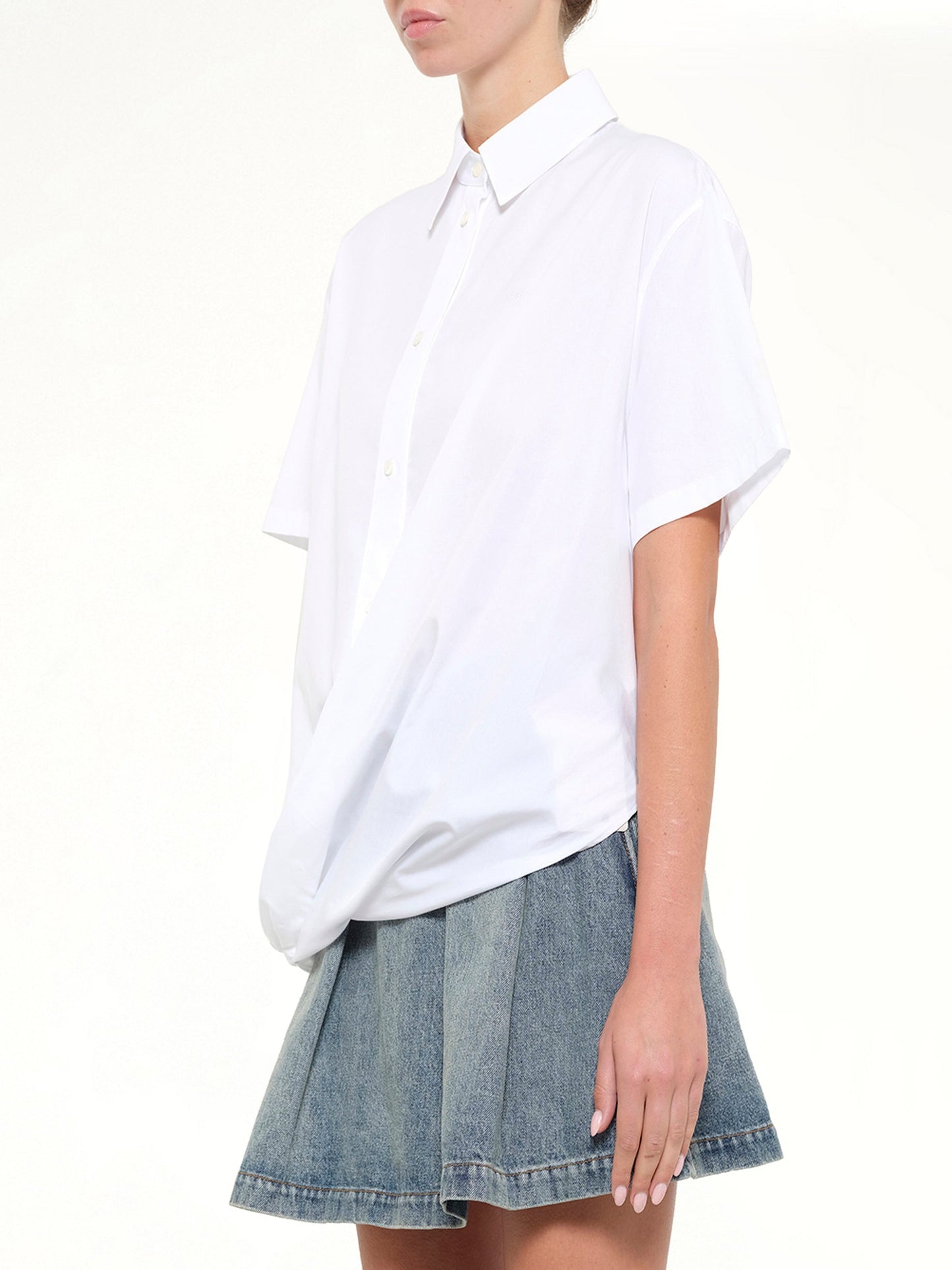 LOEWE Short Sleeve Draped Shirt (White)