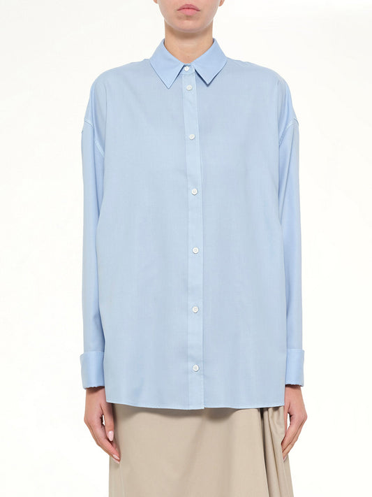 Image of Shirts. Product name - Wool-Silk Shirt in Blue colour by brand - LOEWE
