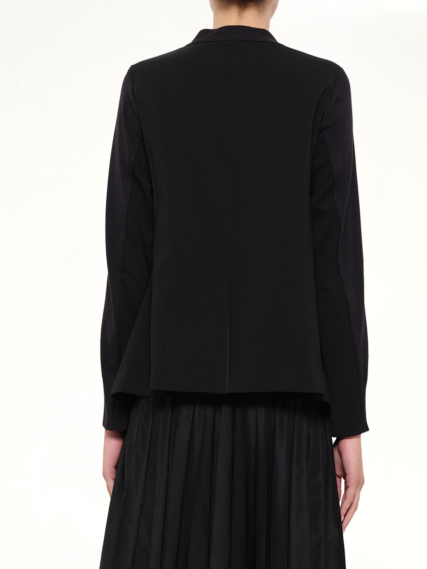 SACAI Wool Suiting x Cotton Knit Cardigan (Black)