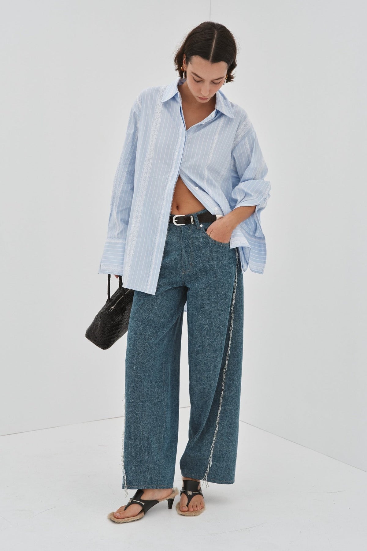 Image of Shirts. Product name - Bronte Lace Shirt Preorder in Blue colour by brand - Blanca Studio