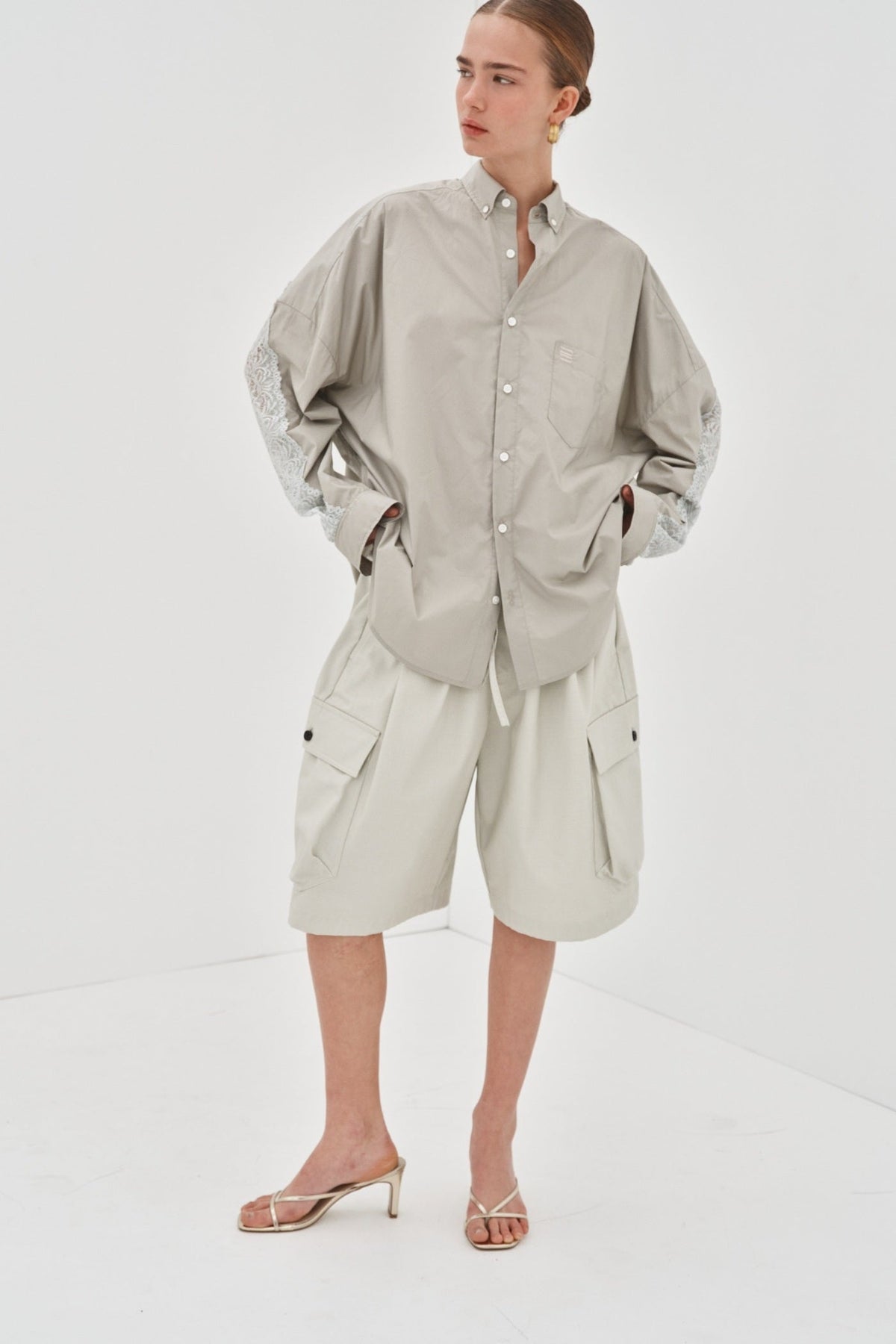 Image of Shirts. Product name - Esme Shirt Preorder in Grey colour by brand - Blanca Studio
