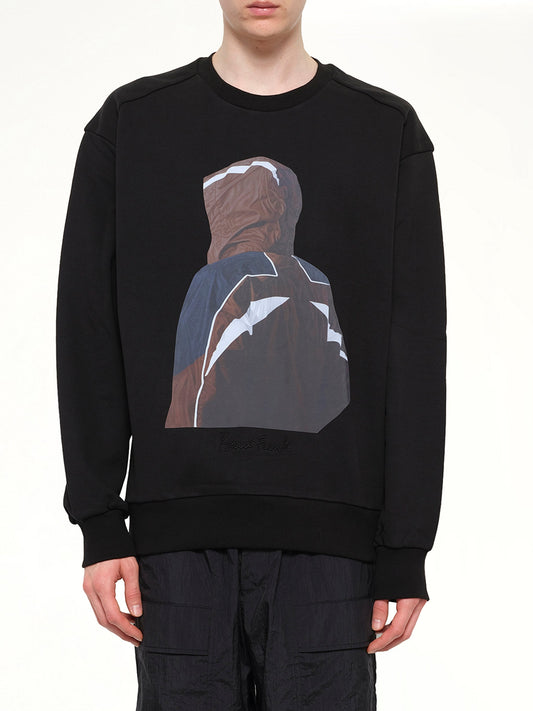 Image of a model wearing Outerwear. Product name - Juunj Sweatshirt in Black colour by brand - JUUNJ