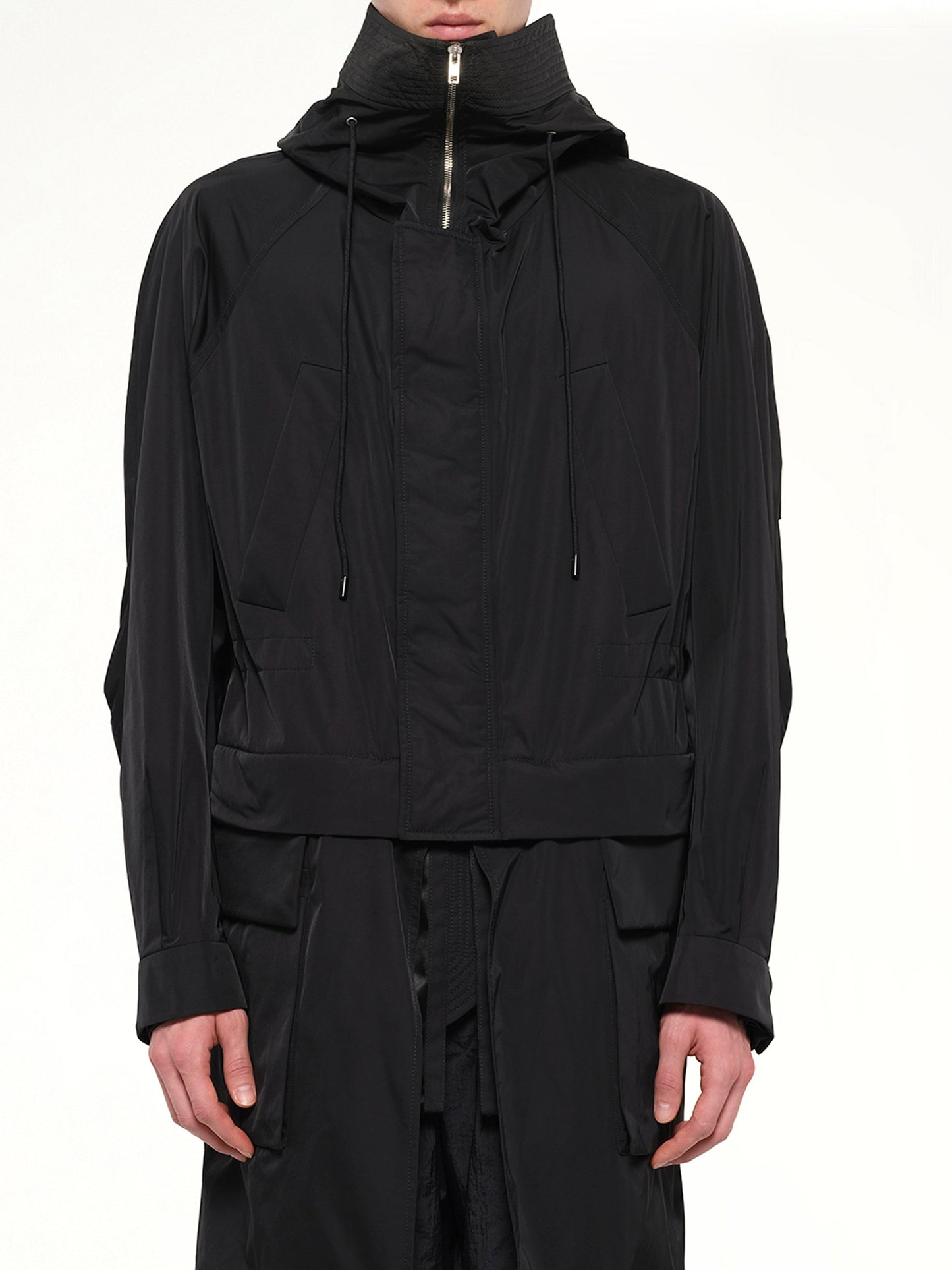 Image of a model wearing Outerwear. Product name - Outer Coat in Black colour by brand - JUUNJ