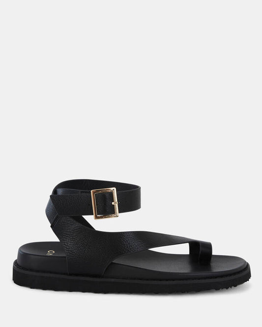 Image of Sandals. Product name - Titon Women's Strappy Flat BLACK Novo Sandals in Black colour by brand - NOVO