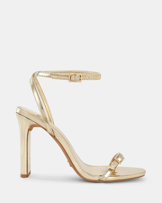 Image of Sandals. Product name - Nalar Women's Strappy High Heel GOLD Novo Sandals in Gold colour by brand - NOVO