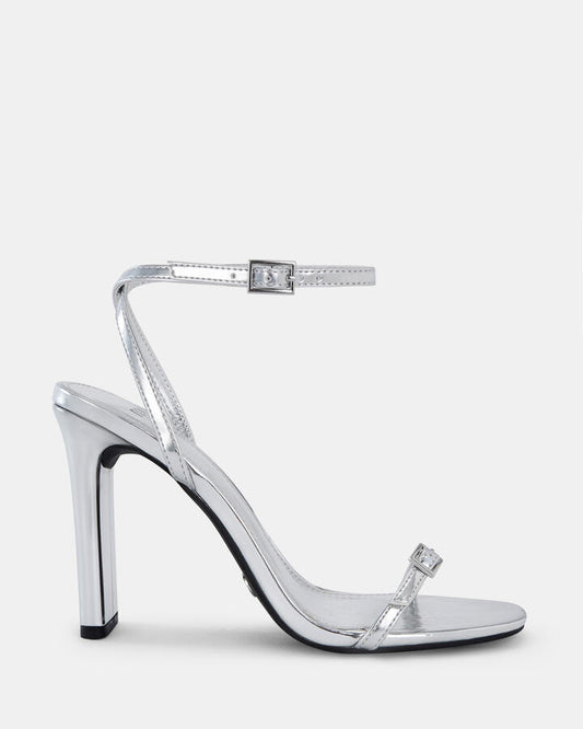 Image of Sandals. Product name - Nalar Women's Strappy High Heel SILVER Novo Sandals in Silver colour by brand - NOVO