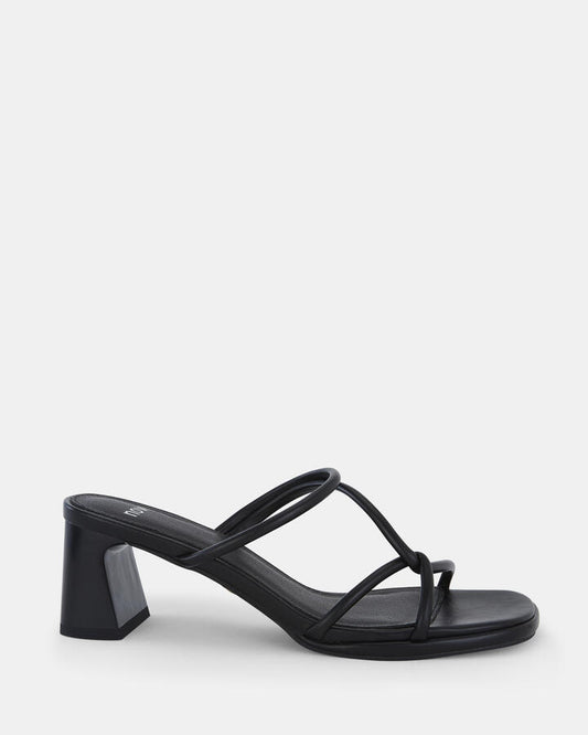 Image of Sandals. Product name - Ubaldo Women's Strappy Low Heel BLACK Novo Sandals in Black colour by brand - NOVO