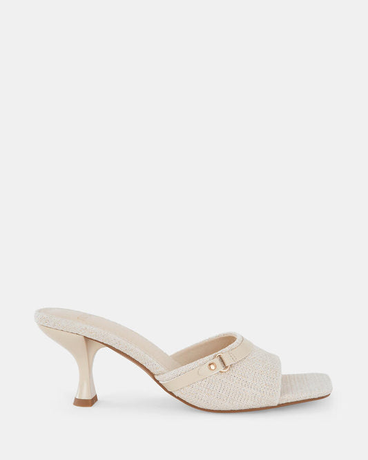 Image of Sandals. Product name - Urtha Women's Peep Toe METALLIC LINEN Novo Sandals in Metallic Linen colour by brand - NOVO