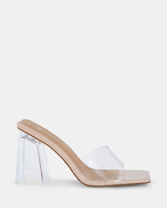 Image of Sandals. Product name - Fairly Women's Peep Toe Clear Novo Sandals in Clear colour by brand - NOVO