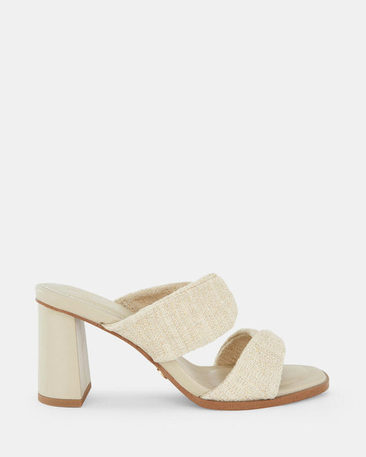 Image of Sandals. Product name - Lesia Women's Strappy High Heel METALLIC LINEN Novo Sandals in Metallic Linen colour by brand - NOVO