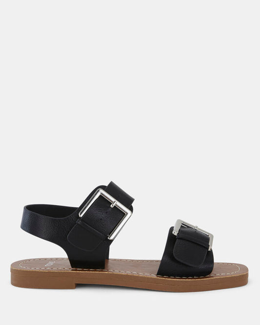 Image of Sandals. Product name - Tierney Women's Strappy Flat BLACK Novo Sandals in Black colour by brand - NOVO