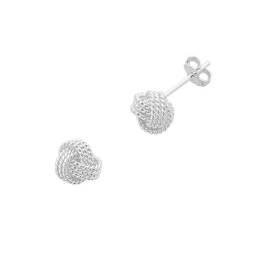 Image of Earrings. Productname: Sterling Silver Knotted Stud Earrings in Silver colour by brand - Bevilles