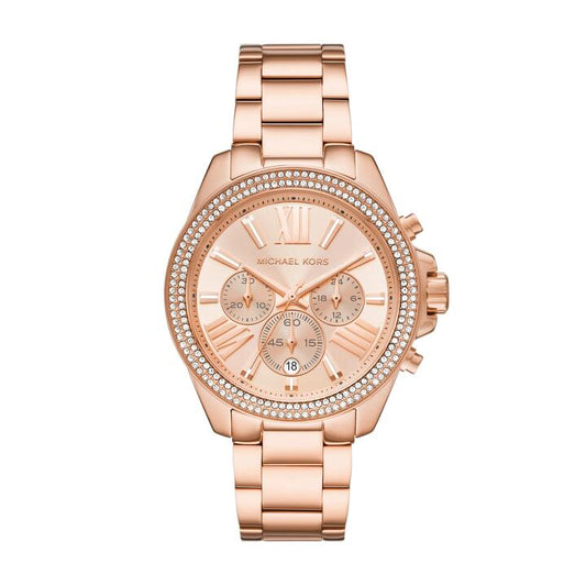 Image of Watches. Productname: Michael Kors Wren Chronograph Rose Gold-Tone Stainless Steel Watch MK7430 in Watch colour by brand - Michael Kors