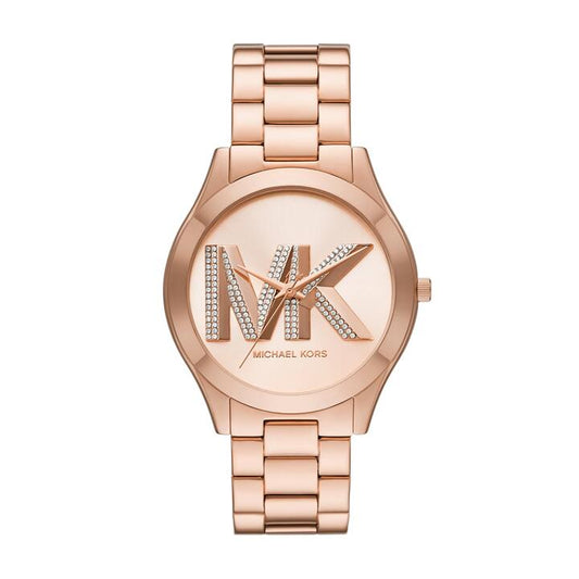 Image of Watches. Productname: Michael Kors Slim Runway Three-Hand Rose Gold-Tone Stainless Steel Watch MK4733 in Watch colour by brand - Michael Kors