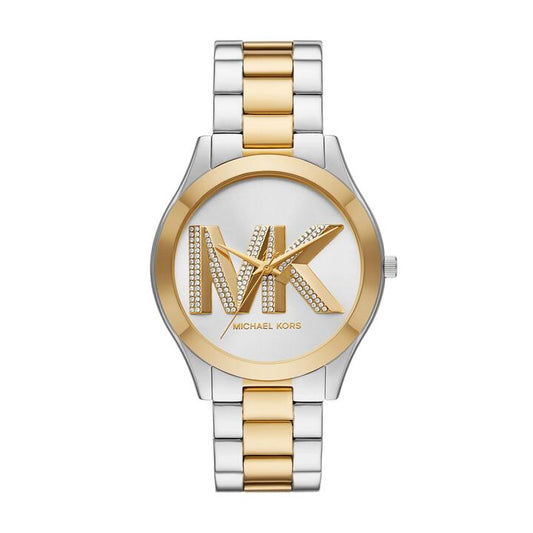 Image of Watches. Productname: Michael Kors Slim Runway Three-Hand Two-Tone Stainless Steel Watch MK4735 in Watch colour by brand - Michael Kors