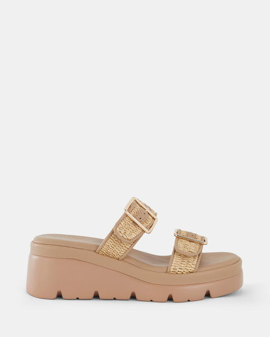 Image of Boots. Product name - Bingo Women's Wedge RAFFIA Novo Wedges in Raffia colour by brand - NOVO