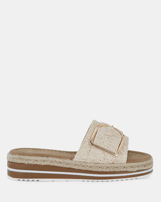 Image of Boots. Product name - Brave Women's Wedge METALLIC RAFFIA Novo Wedges in Metallic Raffia colour by brand - NOVO