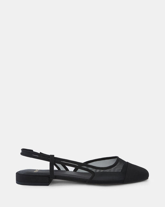 Image of Flats. Product name - Classic Women's Casual Flat Closed Black Mesh Novo Casual in Black Mesh colour by brand - NOVO