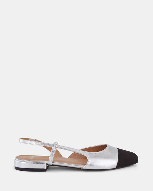 Image of Flats. Product name - Classic Women's Casual Flat Closed SILVER Novo Casual in Silver colour by brand - NOVO