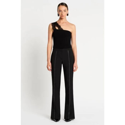 Image of a model wearing Tops. Productname: Fall From Lace Tank in NOIR colour by brand - sass and bide