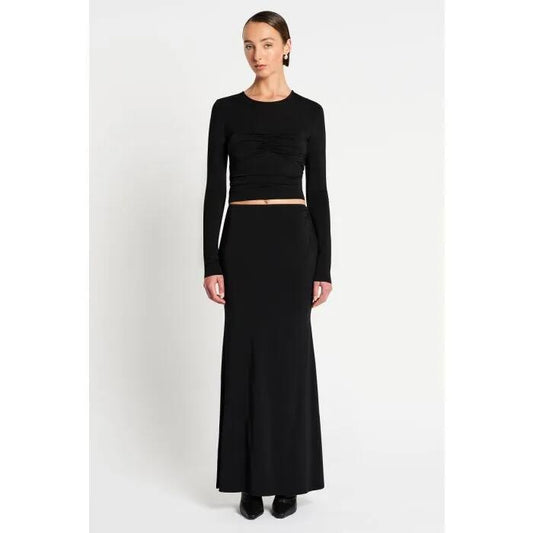Image of a model wearing Skirts. Productname: La Dama Skirt in CARBON GREY colour by brand - sass and bide