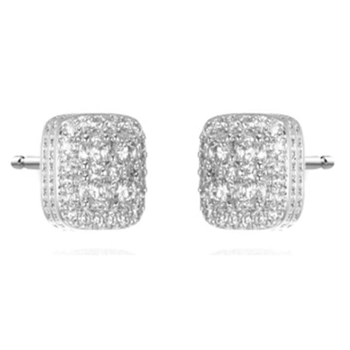 Image of Earrings. Productname: Cushion Shaped Cluster Stud Earrings with Cubic Zirconia in Sterling Silver in Silver colour by brand - Bevilles