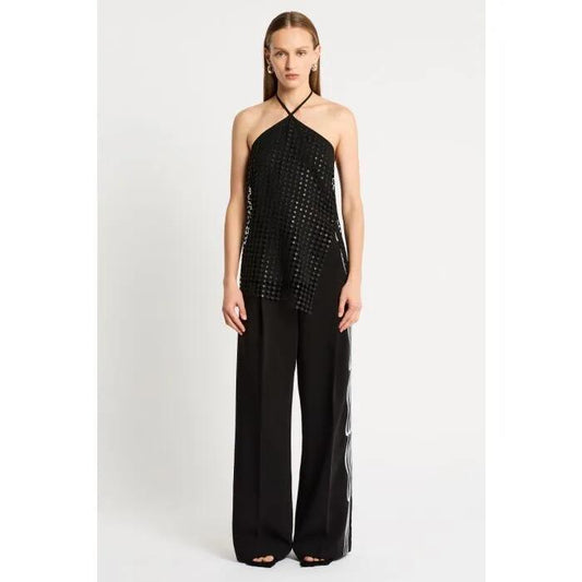 Image of a model wearing Tops. Productname: Damode Top in Black colour by brand - sass and bide