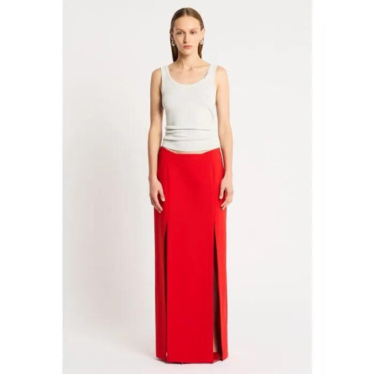 Image of a model wearing Tops. Productname: Lucid Knit Tank in Ivory colour by brand - sass and bide