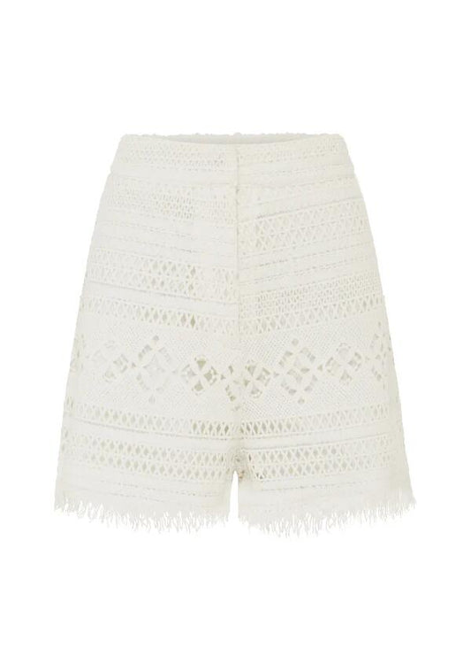 Image of a model wearing Shorts. Productname: Daniela Textured Shorts in Bright White colour by brand - MOS The Label