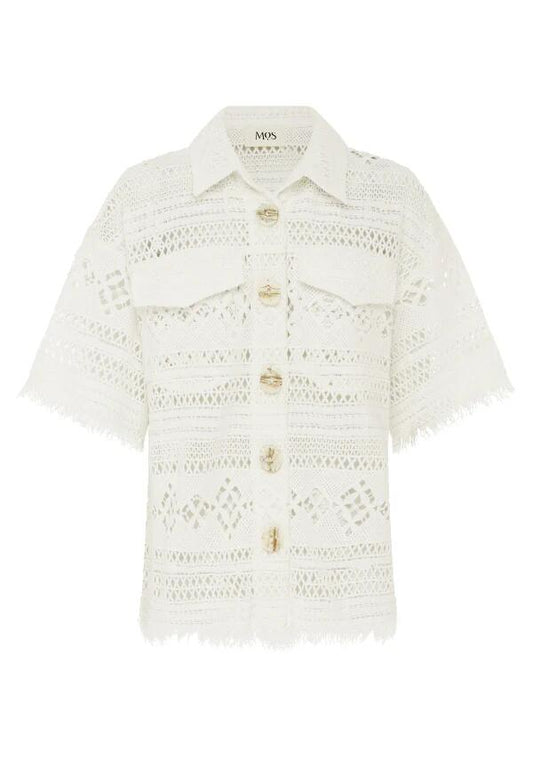 Image of a model wearing Tops. Productname: Daniela Textured Shirt in Bright White colour by brand - MOS The Label