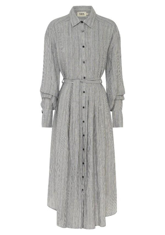 Image of a model wearing Dress. Productname: Carolina Tunic Dress in Navy colour by brand - MOS The Label