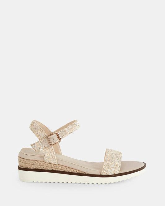 Image of Boots. Product name - Barletta Women's Wedge METALLIC RAFFIA Novo Wedges in Metallic Raffia colour by brand - NOVO