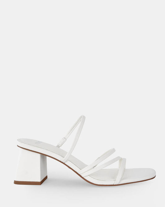 Image of Sandals. Product name - Unathi Women's Strappy Low Heel WHITE Novo Sandals in White colour by brand - NOVO