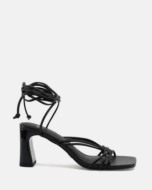 Image of Sandals. Product name - Urijah Women's Strappy Low Heel BLACK Novo Sandals in Black colour by brand - NOVO