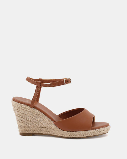 Image of Boots. Product name - Wells Women's Wedge CARAMEL Novo Wedges in Caramel colour by brand - NOVO