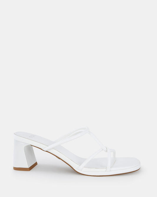 Image of Sandals. Product name - Ubaldo Women's Strappy Low Heel WHITE Novo Sandals in White colour by brand - NOVO