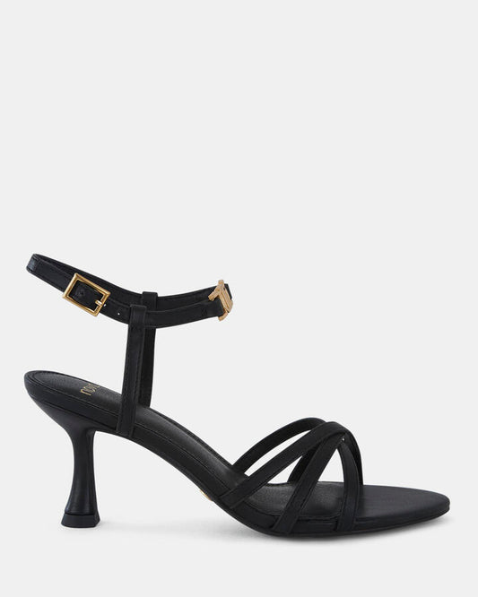 Image of Sandals. Product name - Undomiel Women's Strappy Low Heel BLACK Novo Sandals in Black colour by brand - NOVO