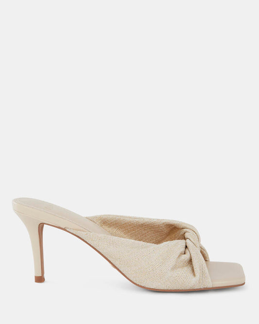 Image of Sandals. Product name - Foxx Women's Peep Toe METALLIC LINEN Novo Sandals in Metallic Linen colour by brand - NOVO