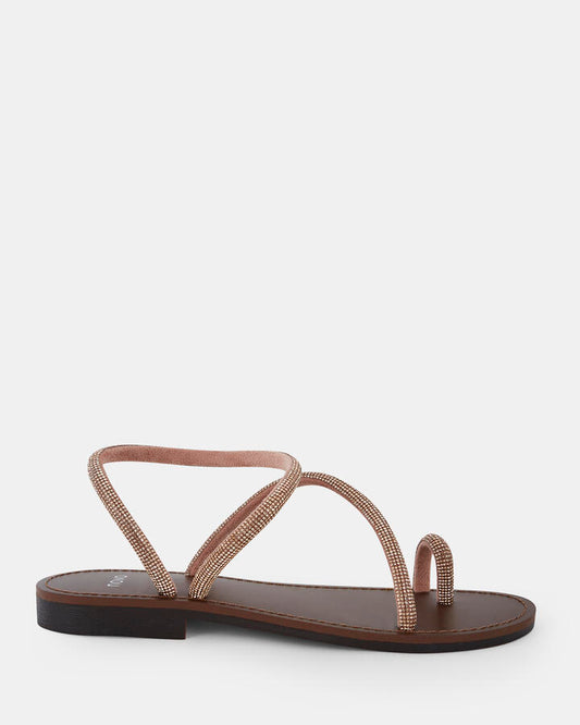 Image of Sandals. Product name - Townes Women's Strappy Flat ROSE GOLD Novo Sandals in Rose Gold colour by brand - NOVO