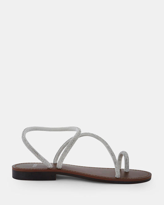 Image of Sandals. Product name - Townes Women's Strappy Flat SILVER Novo Sandals in Silver colour by brand - NOVO