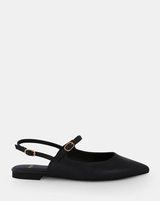 Image of Flats. Product name - Charvi Women's Casual Flat Closed BLACK Novo Casual in Black colour by brand - NOVO