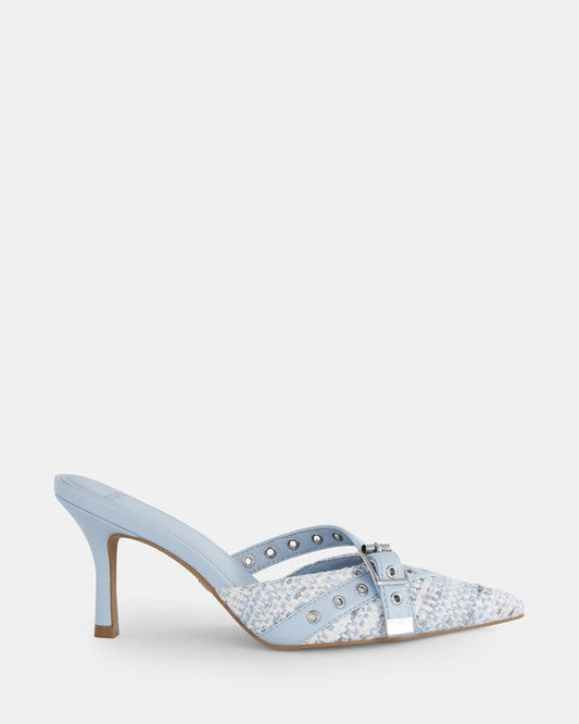 Image of Shoes. Product name - Isorella Women's Court High Heel SOFT BLUE Novo Court in Soft Blue colour by brand - NOVO