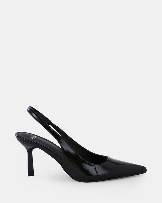 Image of Shoes. Product name - Iraya Women's Court Low Heel Black Patent Novo Court in Black Patent colour by brand - NOVO