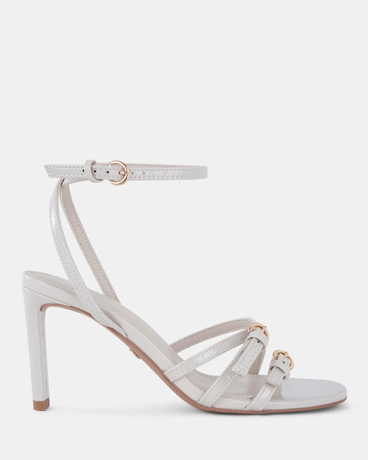 Image of Sandals. Product name - Madaio Women's Strappy High Heel CREAM PATENT Novo Sandals in Cream Patent colour by brand - NOVO