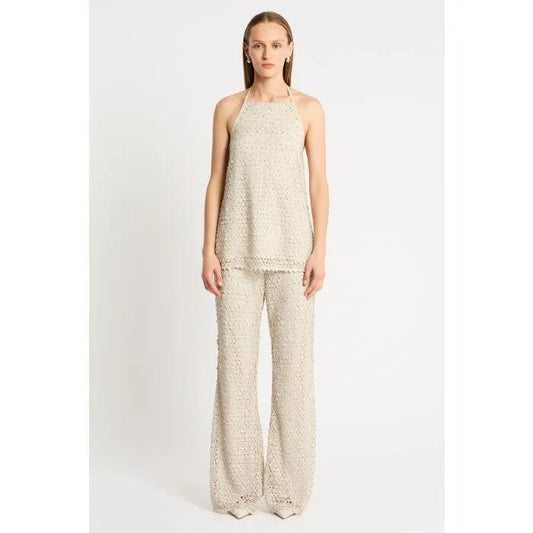 Image of a model wearing Pants. Productname: Ferreira Pant in IVORG colour by brand - sass and bide