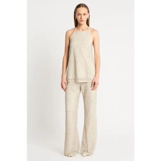 Image of a model wearing Tops. Productname: Ferreira Top in Ivory colour by brand - sass and bide