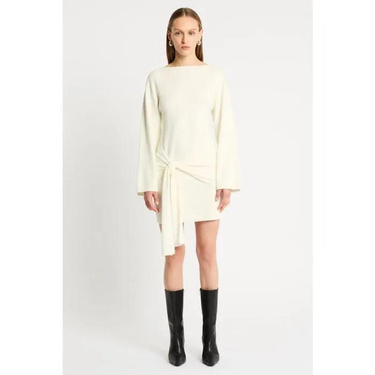 Image of a model wearing Dress. Productname: Spring Day Knit Dress in Cloud colour by brand - sass and bide