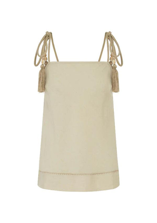 Image of a model wearing Tops. Productname: Gabriela Top in Cream colour by brand - MOS The Label