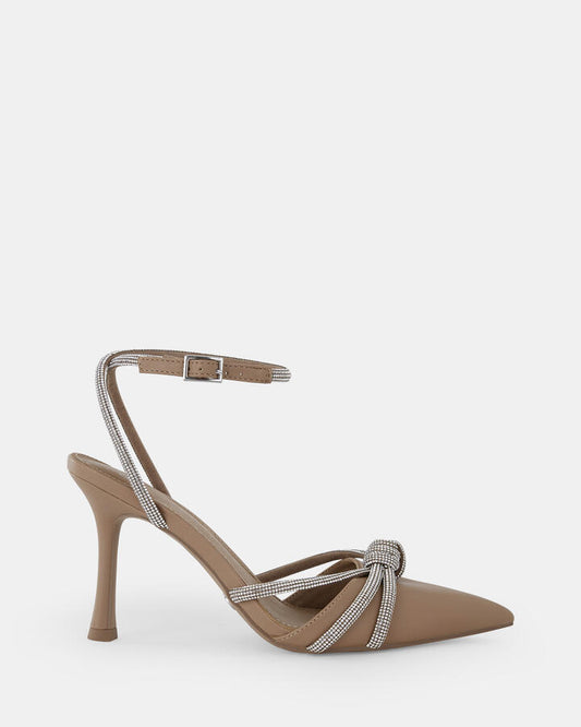 Image of Heels. Product name - Persephone Women's Evening Shoes CAMEL Novo Evening in Camel colour by brand - NOVO
