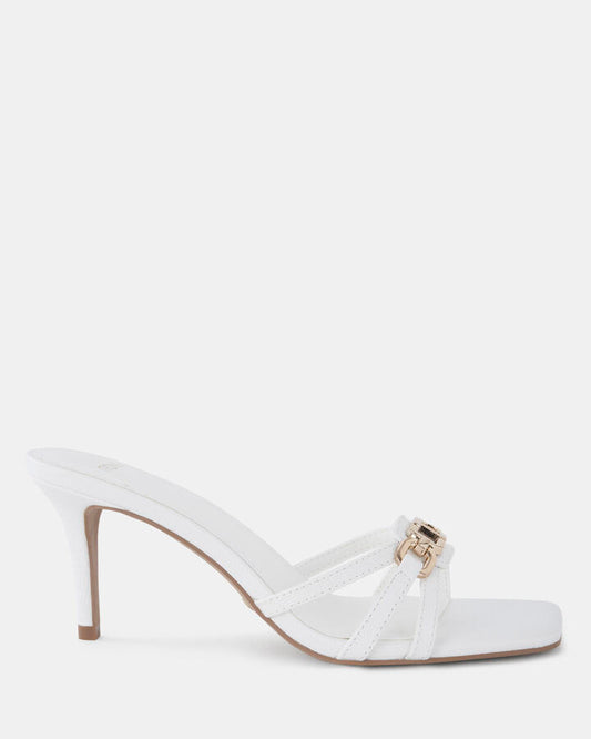 Image of Sandals. Product name - Ursino Women's Strappy Low Heel WHITE LIZARD Novo Sandals in White Lizard colour by brand - NOVO